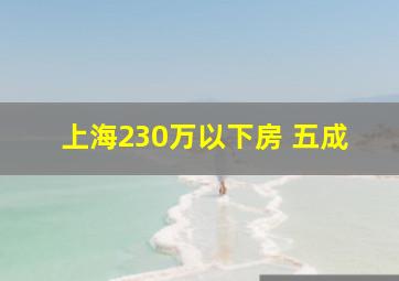 上海230万以下房 五成